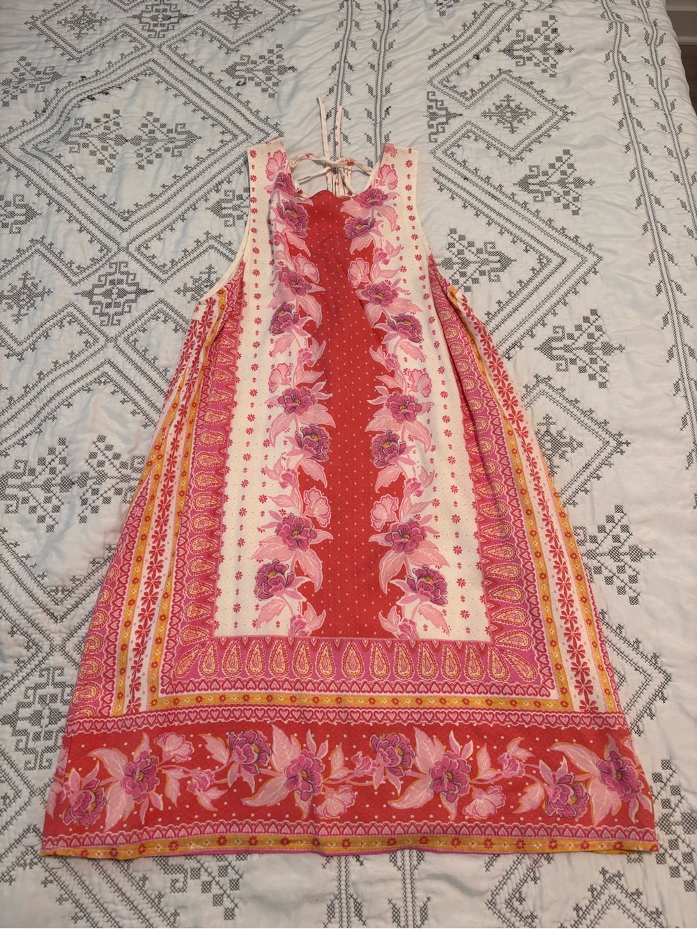 Floral Pink & Red Halter Summer Dress